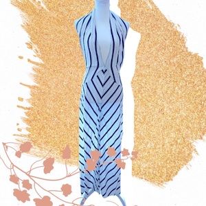 White and Black Striped Jumpsuit